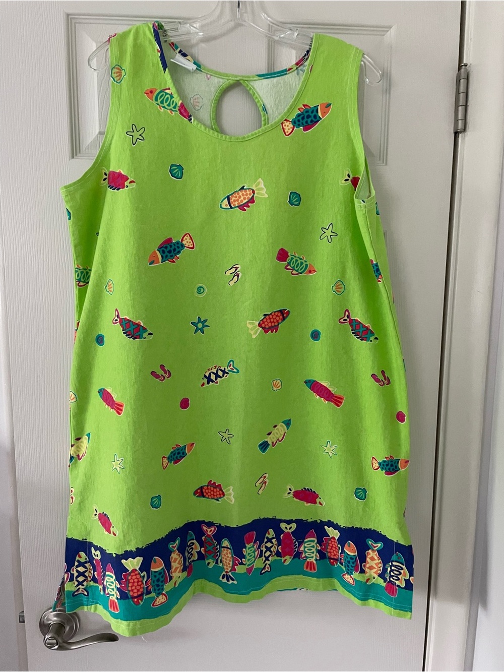 Lime Green Fish-Print Swim Coverup